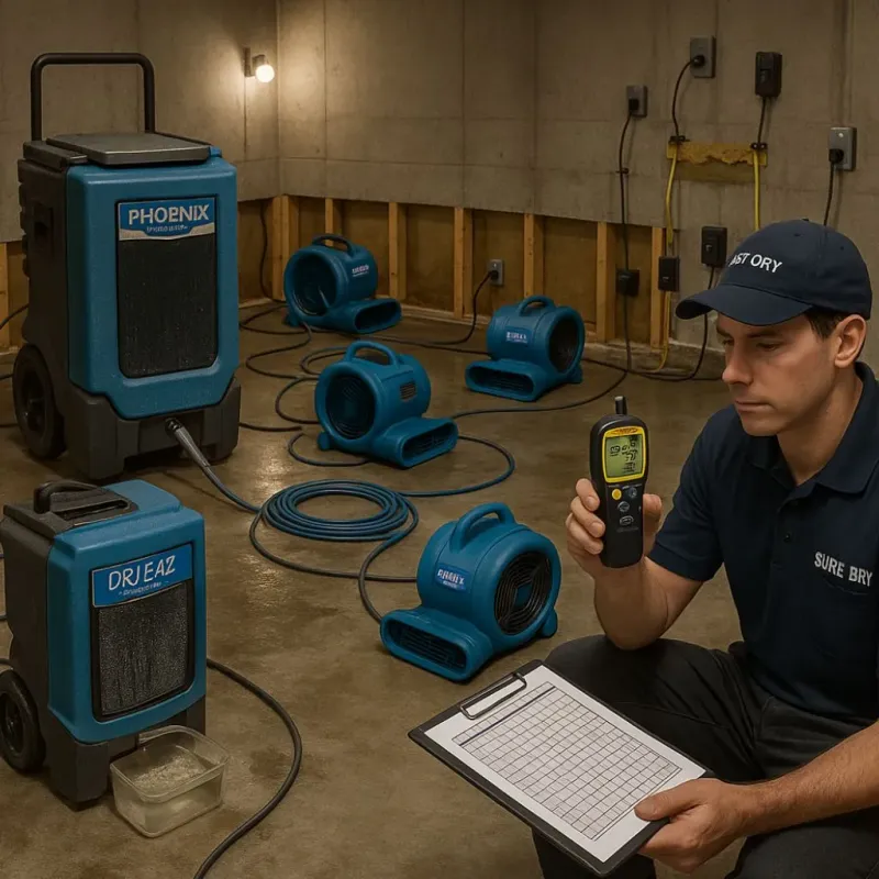 Structural Drying and Dehumidification process in Hunter, TN